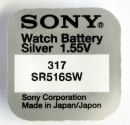 1x 317 Sony Uhrenbatterie Silberoxid-Zelle Auslaufsicher V317 SR